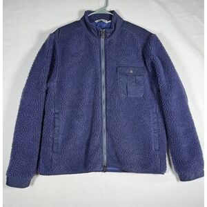 Peter Millar Autumn Pile Fleece Full Zip Jacket Men's Large Navy Blue MF23Z31